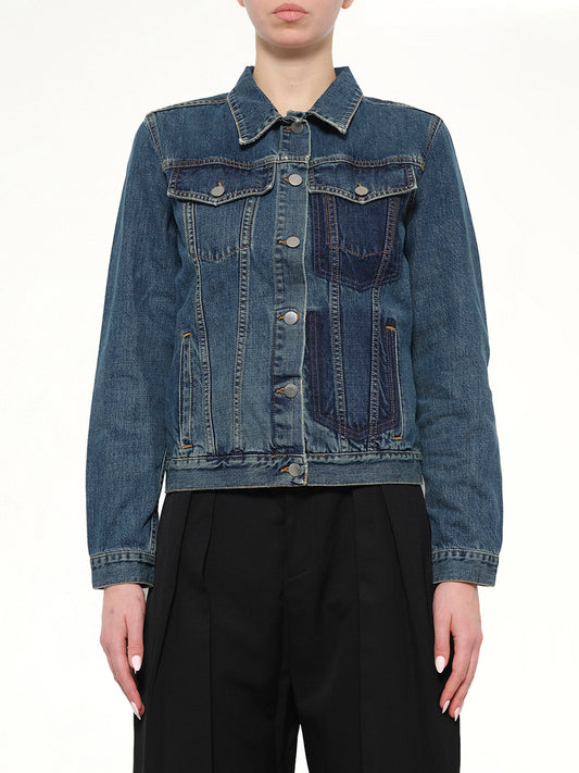 Image of Coats & Jackets. Product name - Shaded Pocket Denim Jacket in Blue colour by brand - JWA
