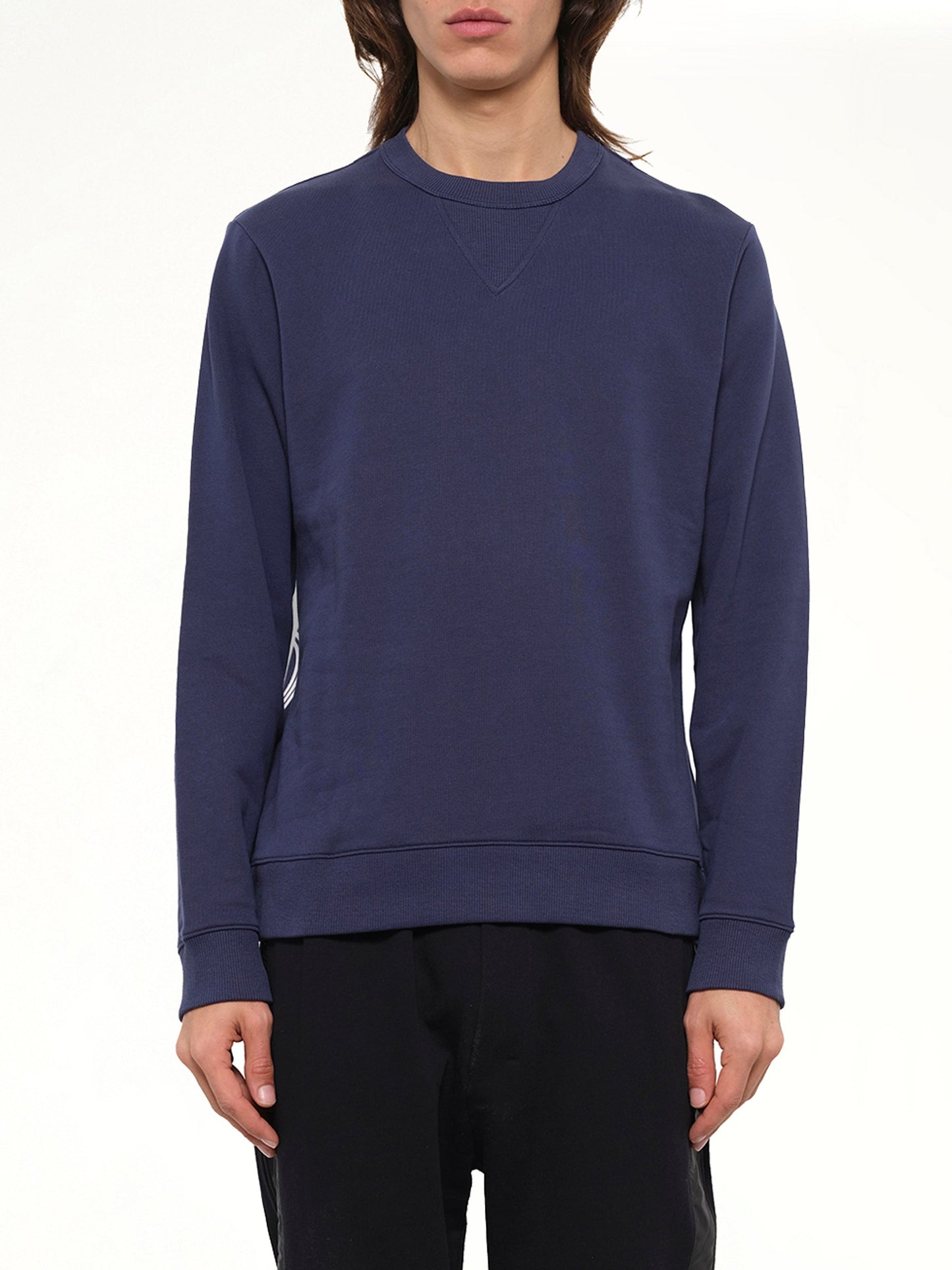 Image of a model wearing Outerwear. Product name - Sweatshirt in Ink colour by brand - KENZO