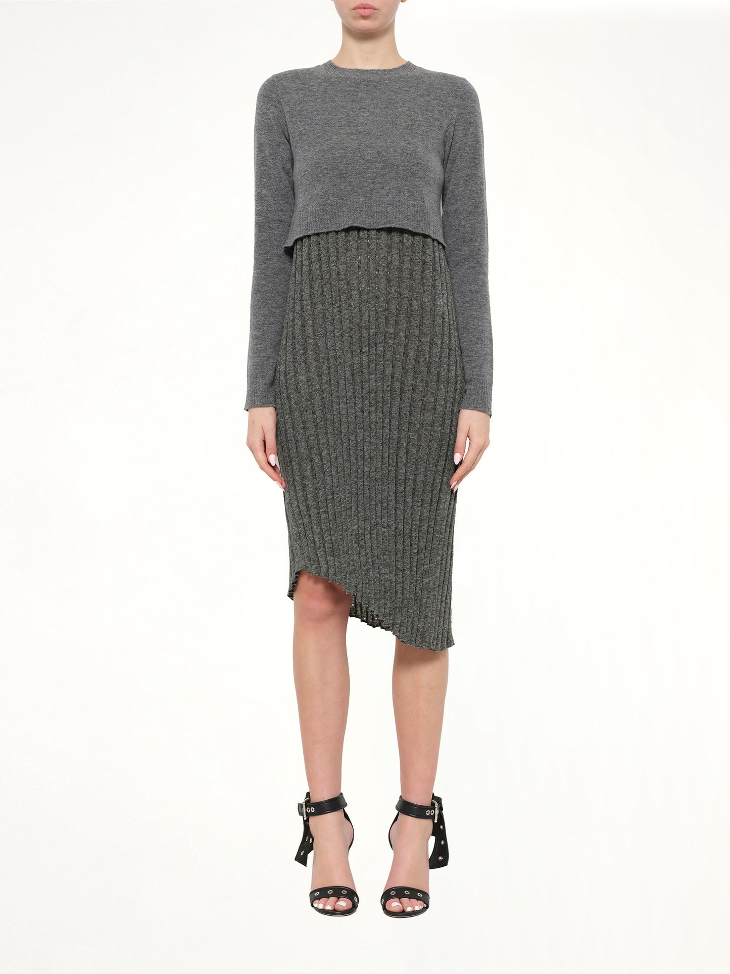 JWA Tompe Pleat Knit Dress (Fossil)