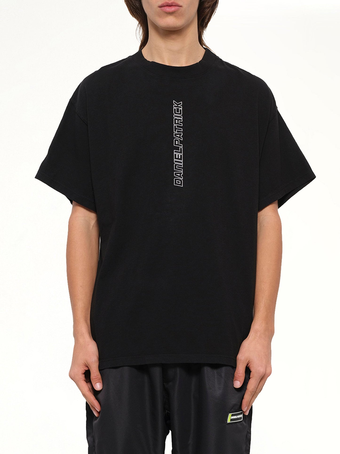 Image of T-Shirts. Product name - Vertical Logo T-Shirt in Blk/Grey colour by brand - DANIEL PATRICK