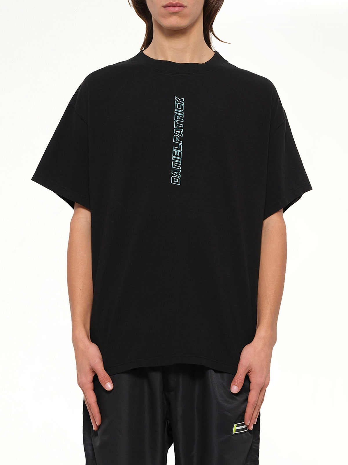 Image of T-Shirts. Product name - Vertical Logo T-Shirt in Blk/Sea colour by brand - DANIEL PATRICK