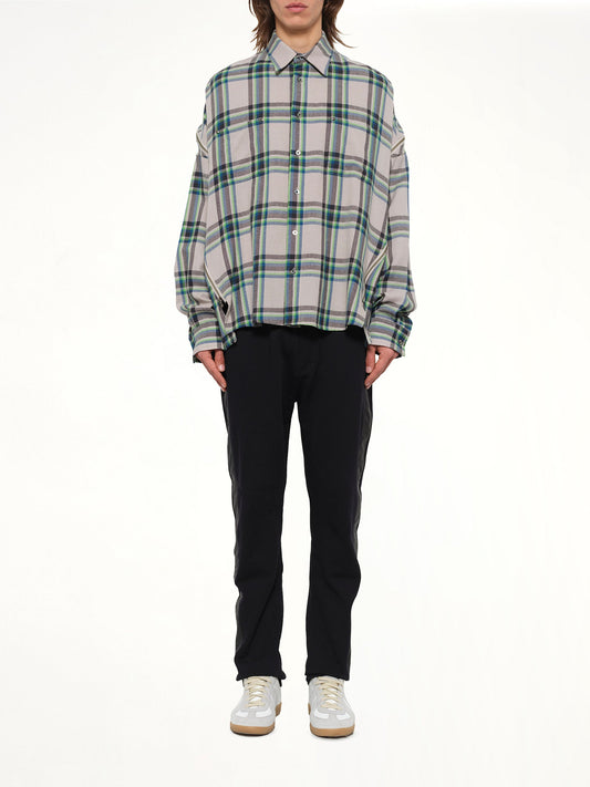 FACETASM Wool Check Zipper Shirt (Grey)
