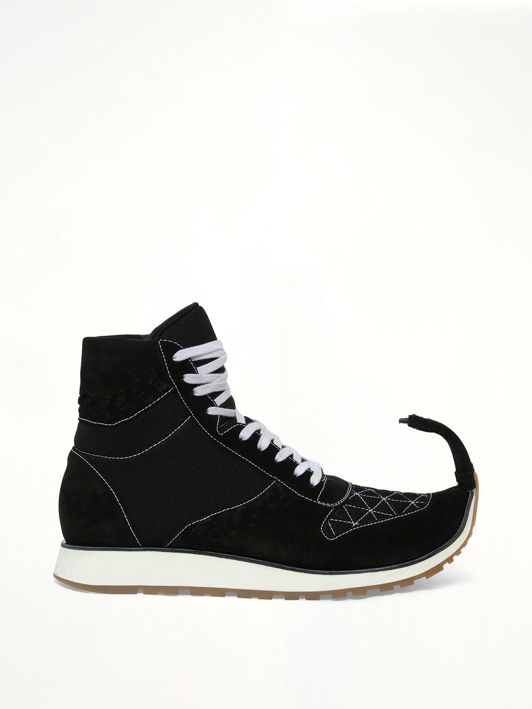 Image of Sneakers. Product name - Dinosaur Sneaker Hi in Black colour by brand - LOEWE