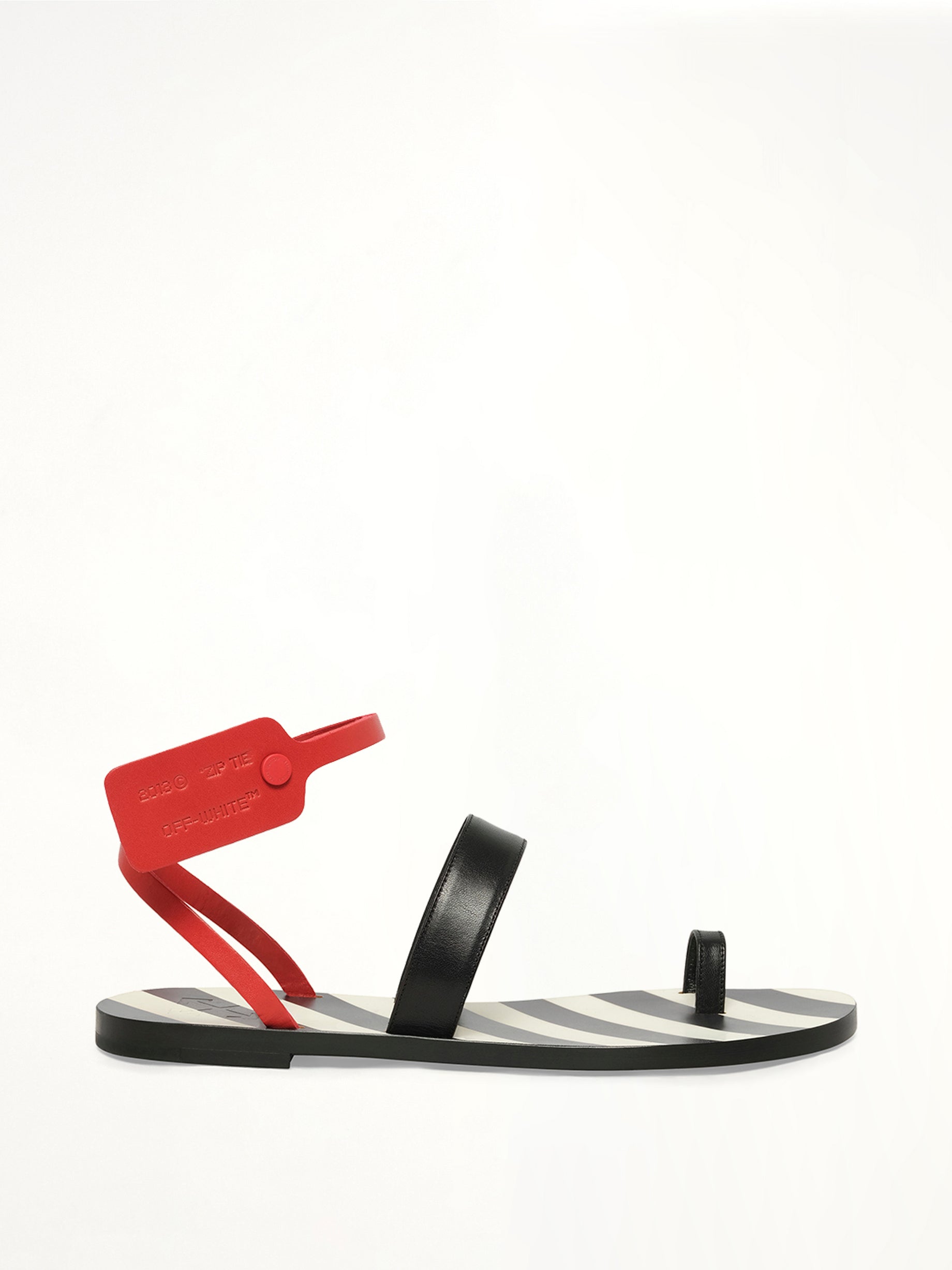 Image of Flats. Product name - Zip Tie Flat Capri in Black colour by brand - OFF-WHITE