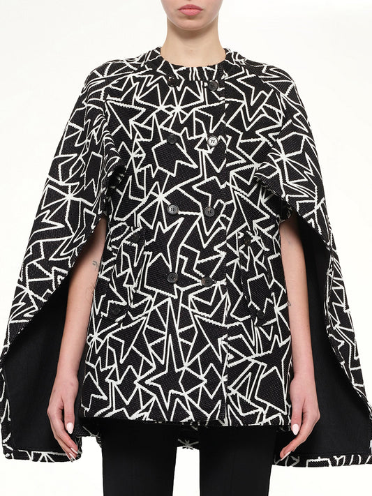 Image of Capes. Product name - Jacquard Cape in Black colour by brand - NEIL BARRETT