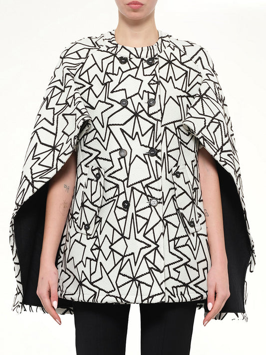 Image of Capes. Product name - Jacquard Cape in White colour by brand - NEIL BARRETT