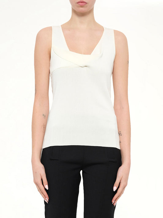 Image of a model wearing Outerwear. Product name - Knit Top in White colour by brand - NEIL BARRETT