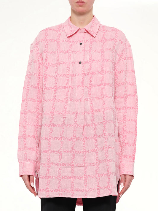 Image of Shirts. Product name - Logo Tunic Linen Shirt in Bubble colour by brand - JWA