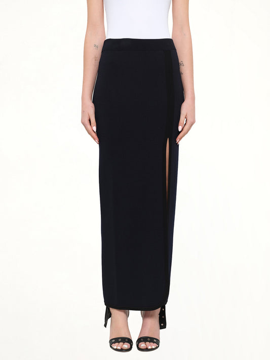 Image of a model wearing Skirts. Product name - Long Skirt in Navy colour by brand - NEIL BARRETT
