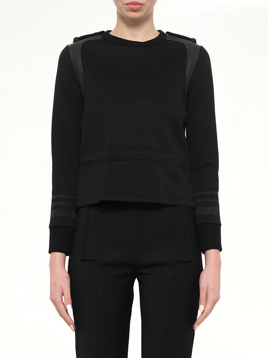Image of a model wearing Outerwear. Product name - Neil Barrett Sweatshirt in Black colour by brand - NEIL BARRETT