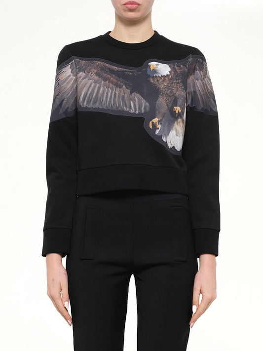 Image of a model wearing Outerwear. Product name - Neil Barrett Sweatshirt Njs47A in Black colour by brand - NEIL BARRETT