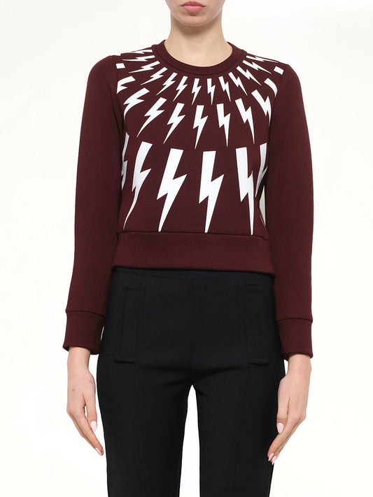 Image of a model wearing Outerwear. Product name - Neil Barrett Sweatshirt in Bur/Wht colour by brand - NEIL BARRETT