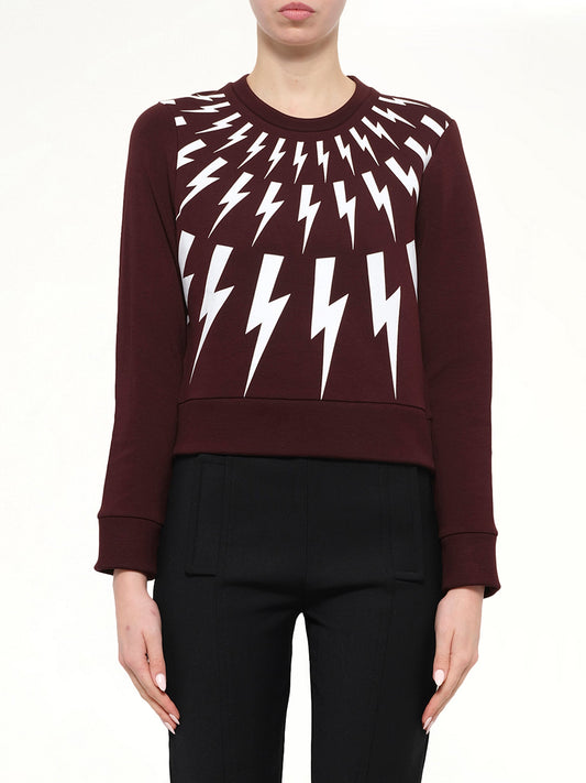 Image of a model wearing Outerwear. Product name - Neil Barrett Sweatshirt in Bur/Wht colour by brand - NEIL BARRETT