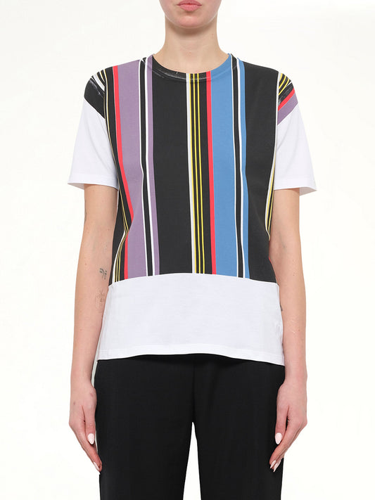 Image of T-Shirts. Product name - Print Stripe T-Shirt in Mix colour by brand - JWA