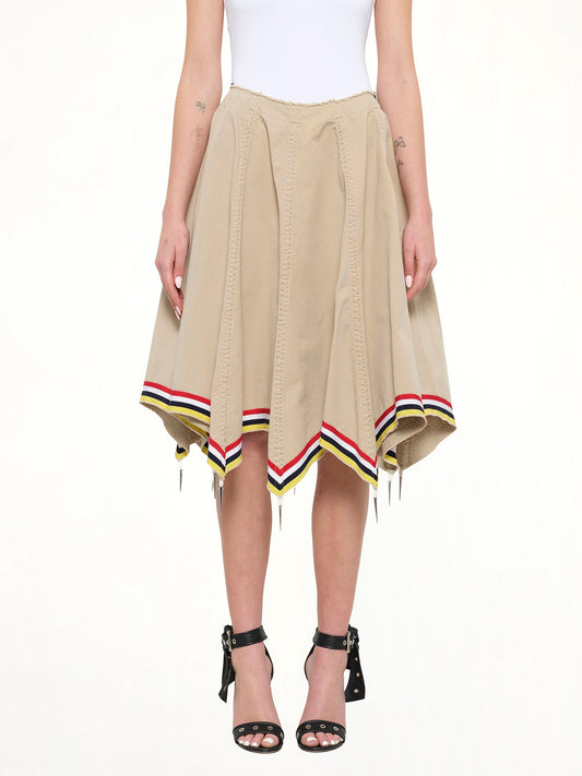 Image of a model wearing Skirts. Product name - Umbrella Skirt in Flax colour by brand - JWA