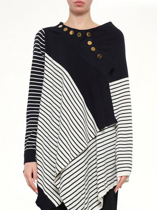 Image of a model wearing Skirts. Product name - Wrap Knit Skirt in Navy colour by brand - JWA