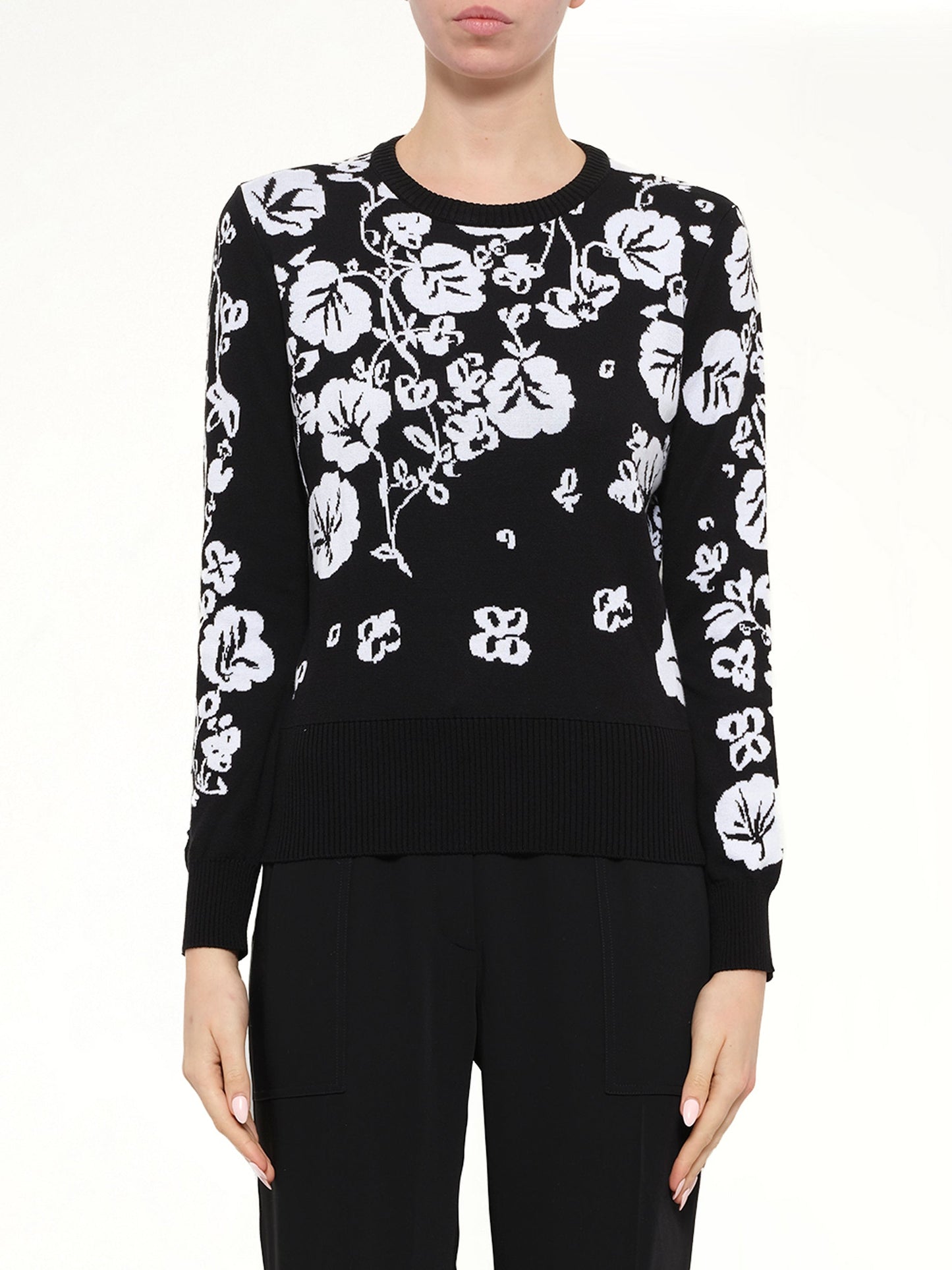 Image of a model wearing Outerwear. Product name - Crew Neck in Black colour by brand - KENZO
