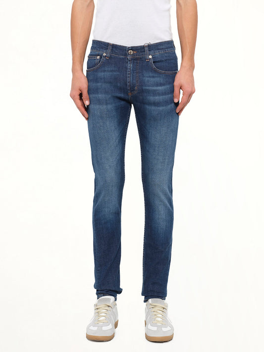 Image of Jeans. Product name - Fitted Jeans in Indigo colour by brand - ALEXANDER MCQUEEN