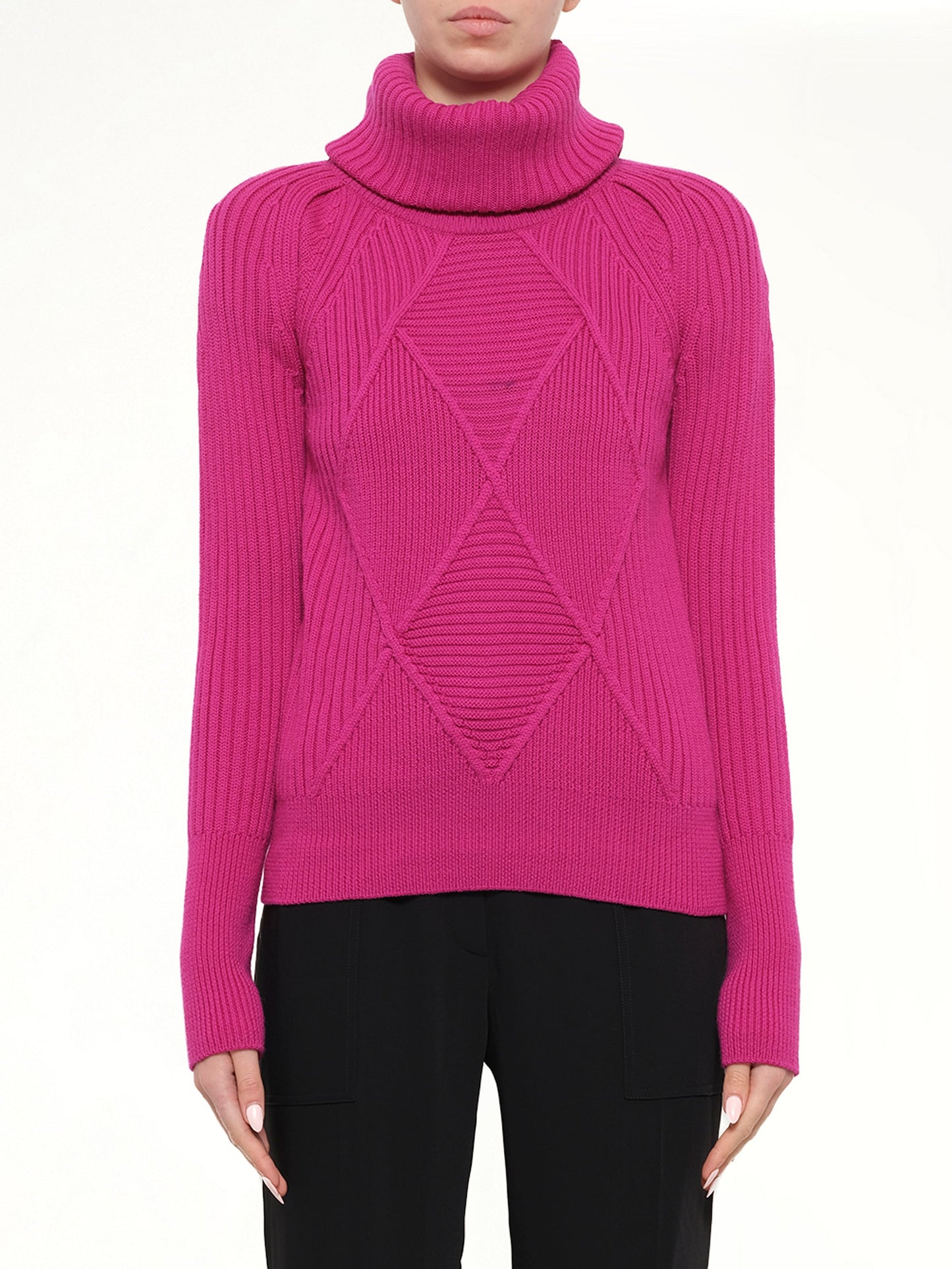 Image of a model wearing Outerwear. Product name - High Neck in Fuchsia colour by brand - KENZO