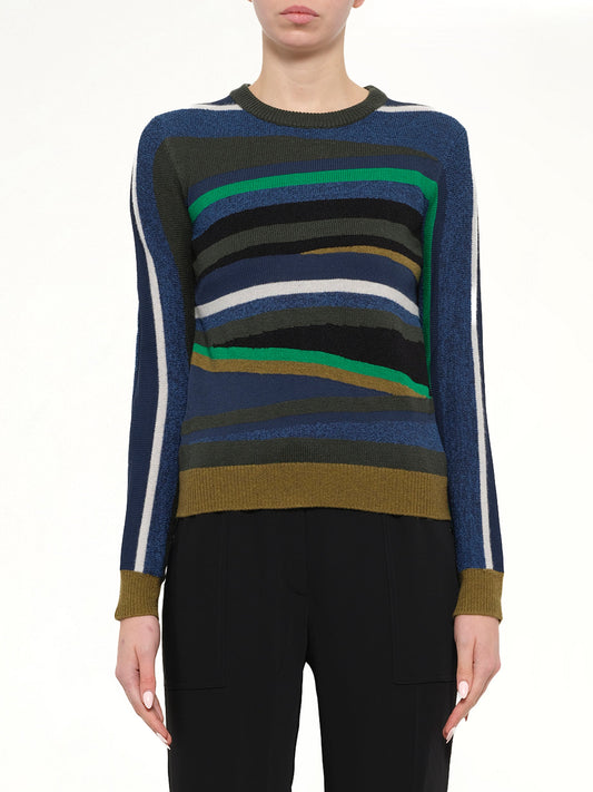 Image of a model wearing Outerwear. Product name - Kenzo Crew Neck in Navy colour by brand - KENZO