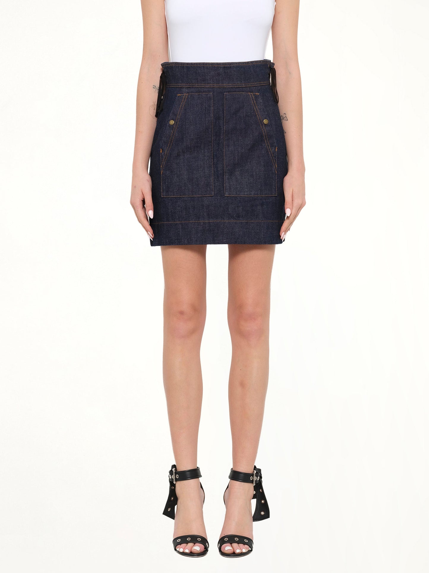 Image of a model wearing Skirts. Product name - Kenzo Skirt in Blue colour by brand - KENZO