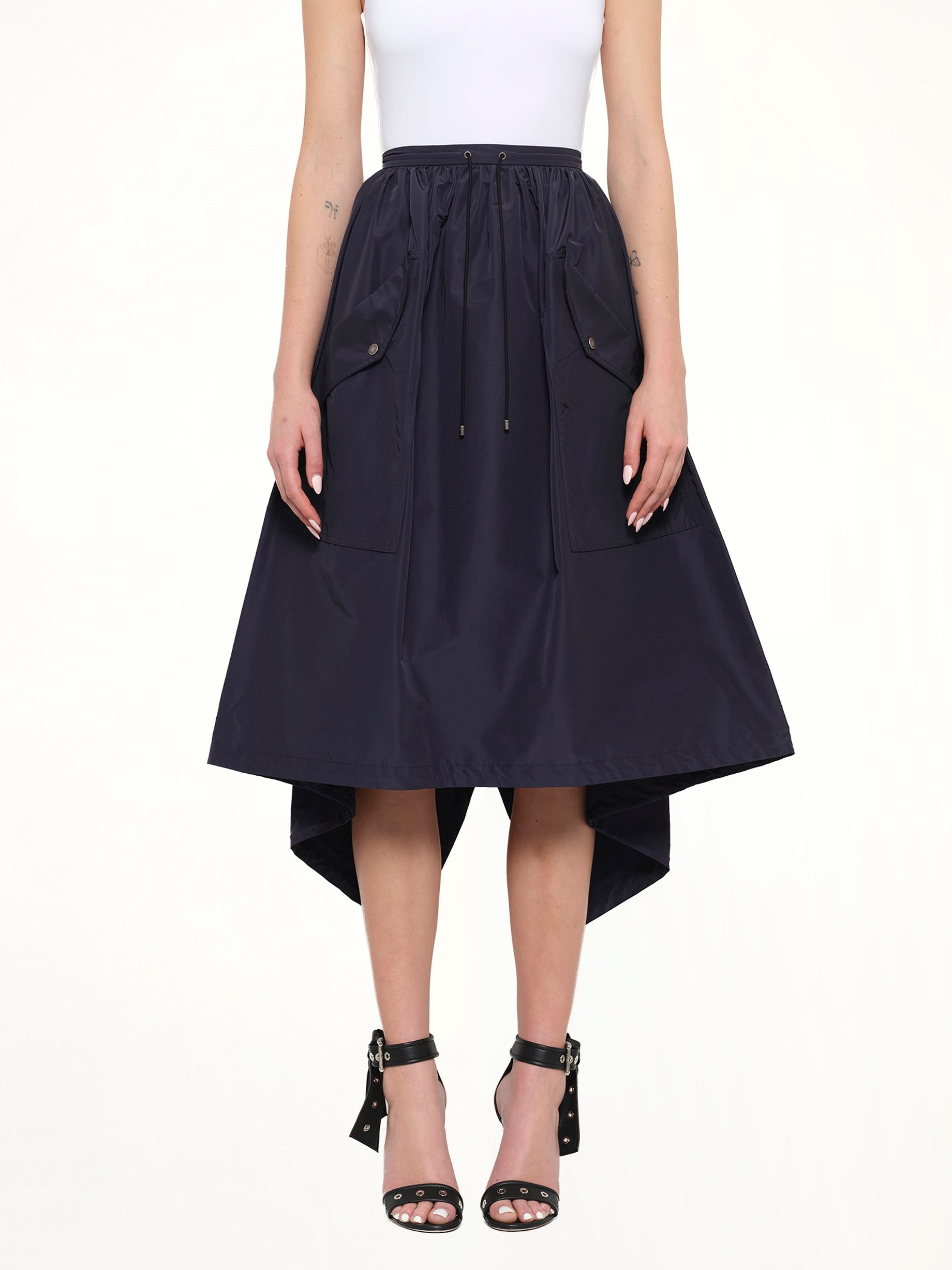 Image of a model wearing Skirts. Product name - Kenzo Skirt in Navy colour by brand - KENZO