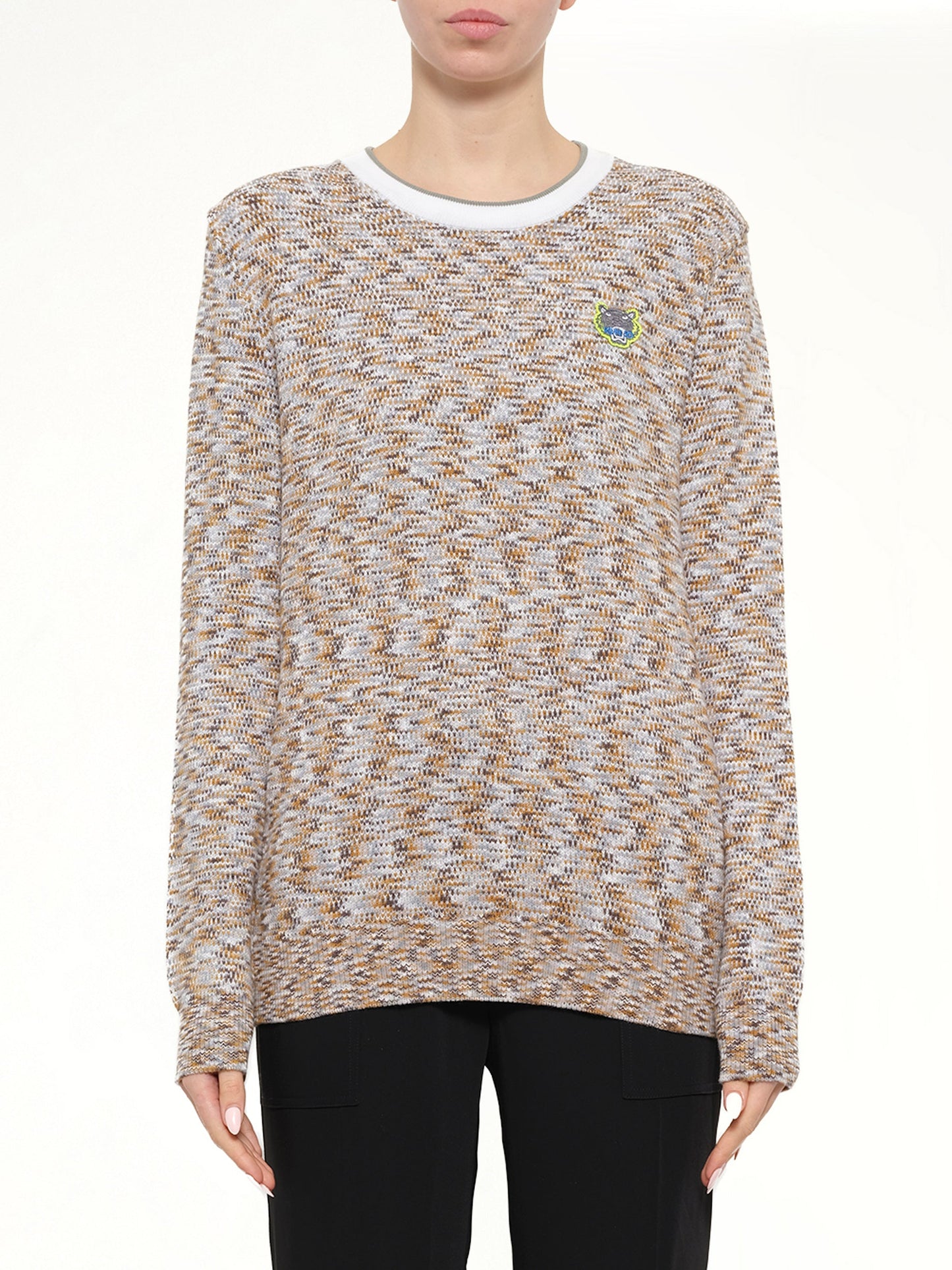 Image of a model wearing Outerwear. Product name - Kenzo Sweatshirt in Grey colour by brand - KENZO