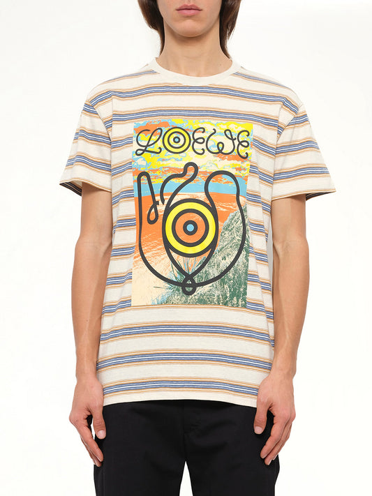 Image of T-Shirts. Product name - Loewe ELN Stripe T-Shirt in Blue colour by brand - LOEWE