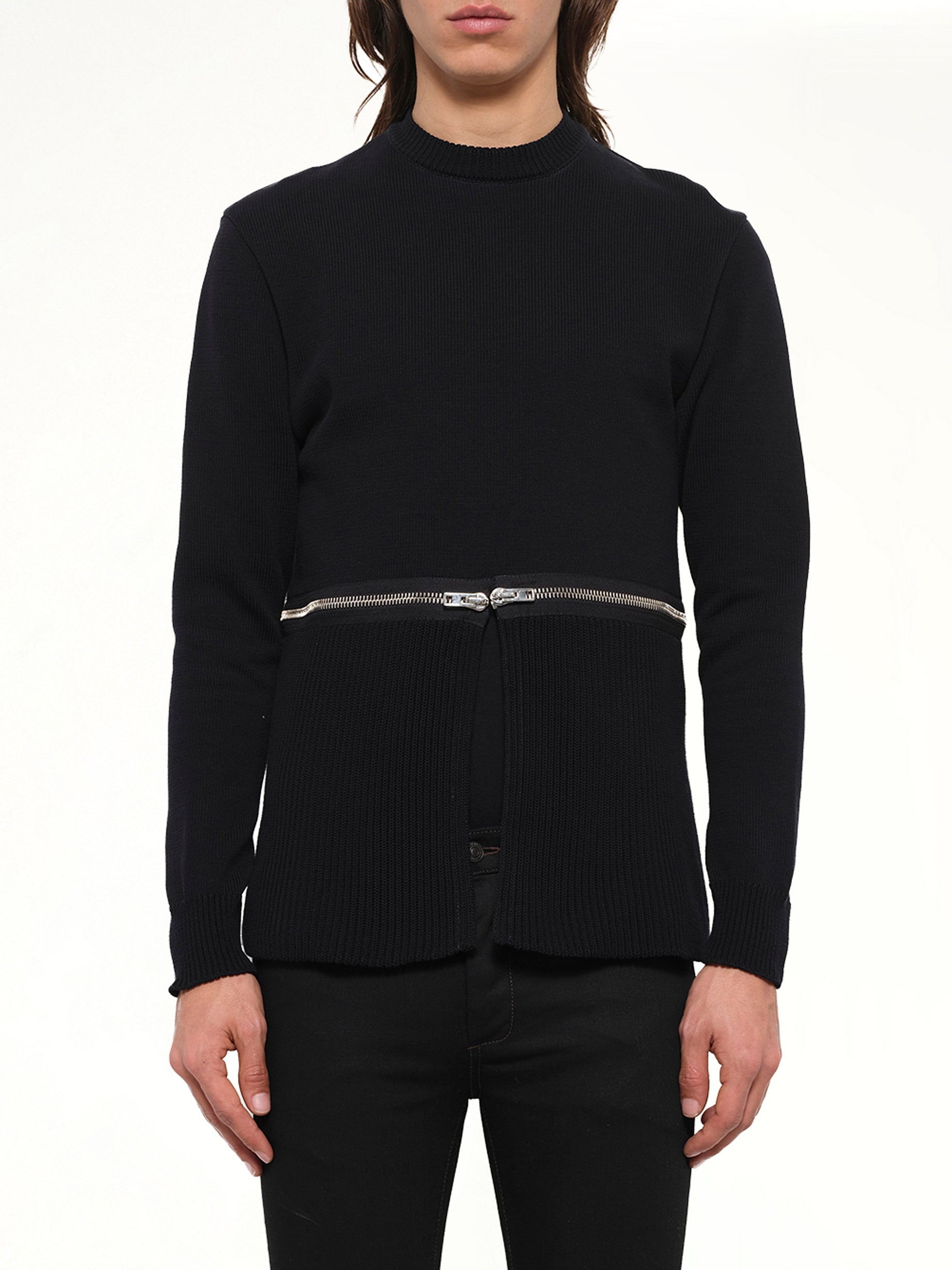 Image of a model wearing Outerwear. Product name - Podium Zip Pullover in Black colour by brand - GIVENCHY