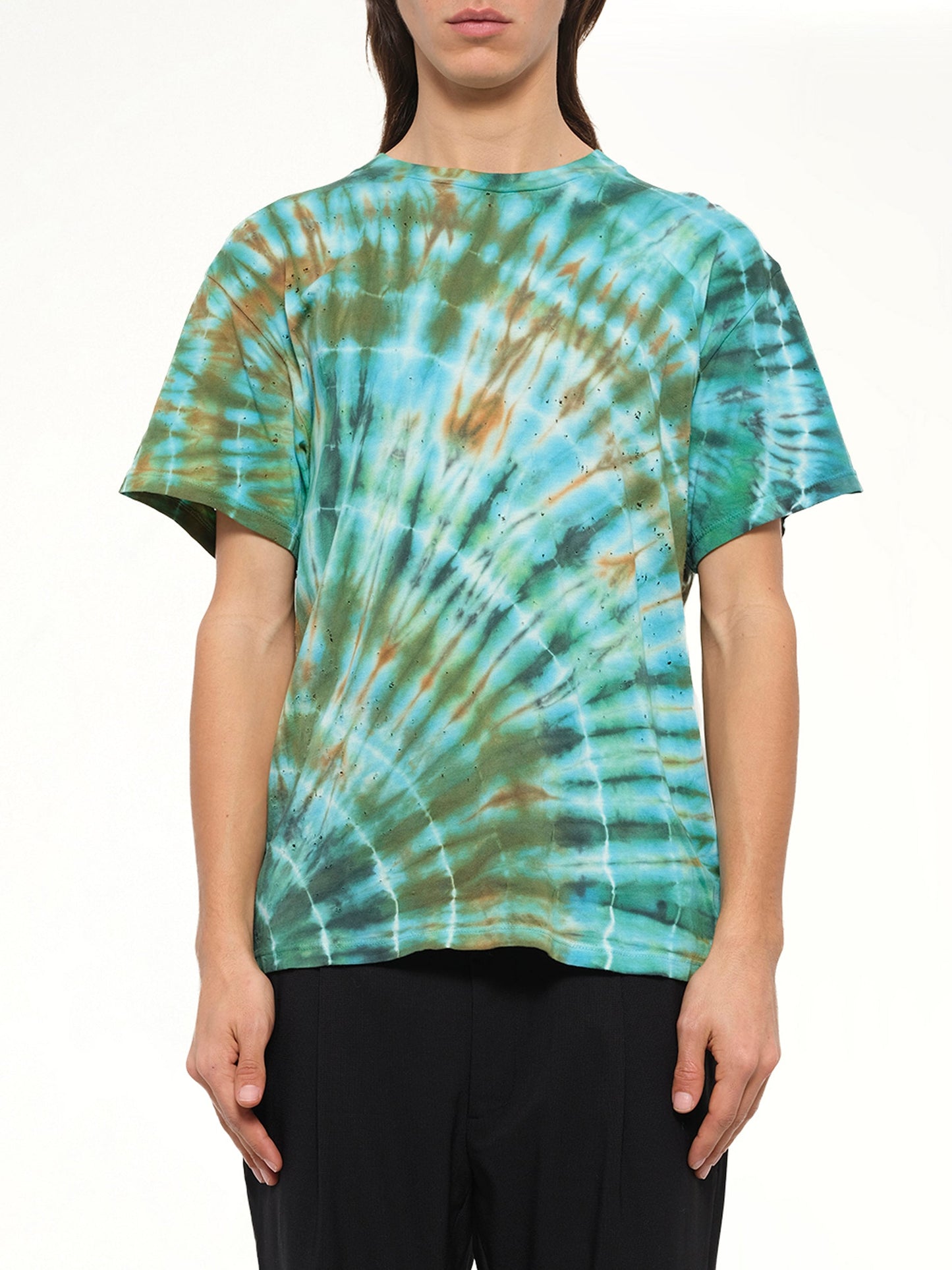 Image of T-Shirts. Product name - Tie Dye Shotgun T-Shirt in Green colour by brand - AMIRI