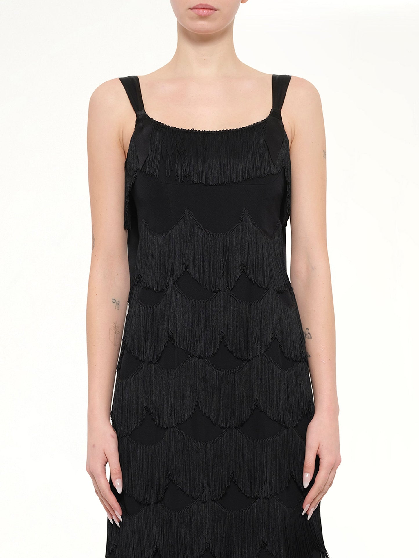 Image of Dresses. Product name - Marc Jacobs Fringe Dress in Black colour by brand - MARC JACOBS