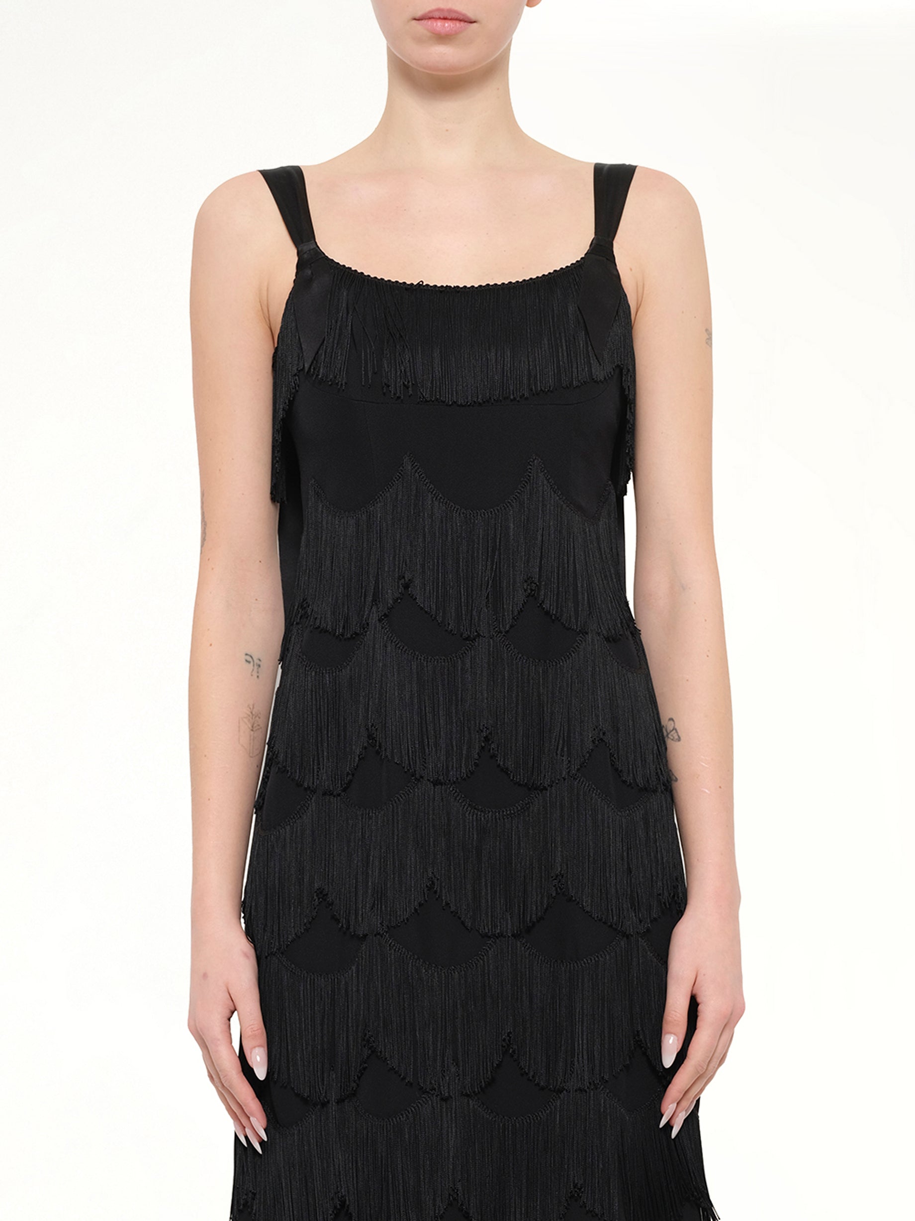 Image of Dresses. Product name - Marc Jacobs Fringe Dress in Black colour by brand - MARC JACOBS