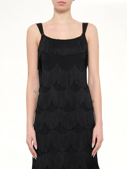 Image of Dresses. Product name - Marc Jacobs Fringe Dress in Black colour by brand - MARC JACOBS
