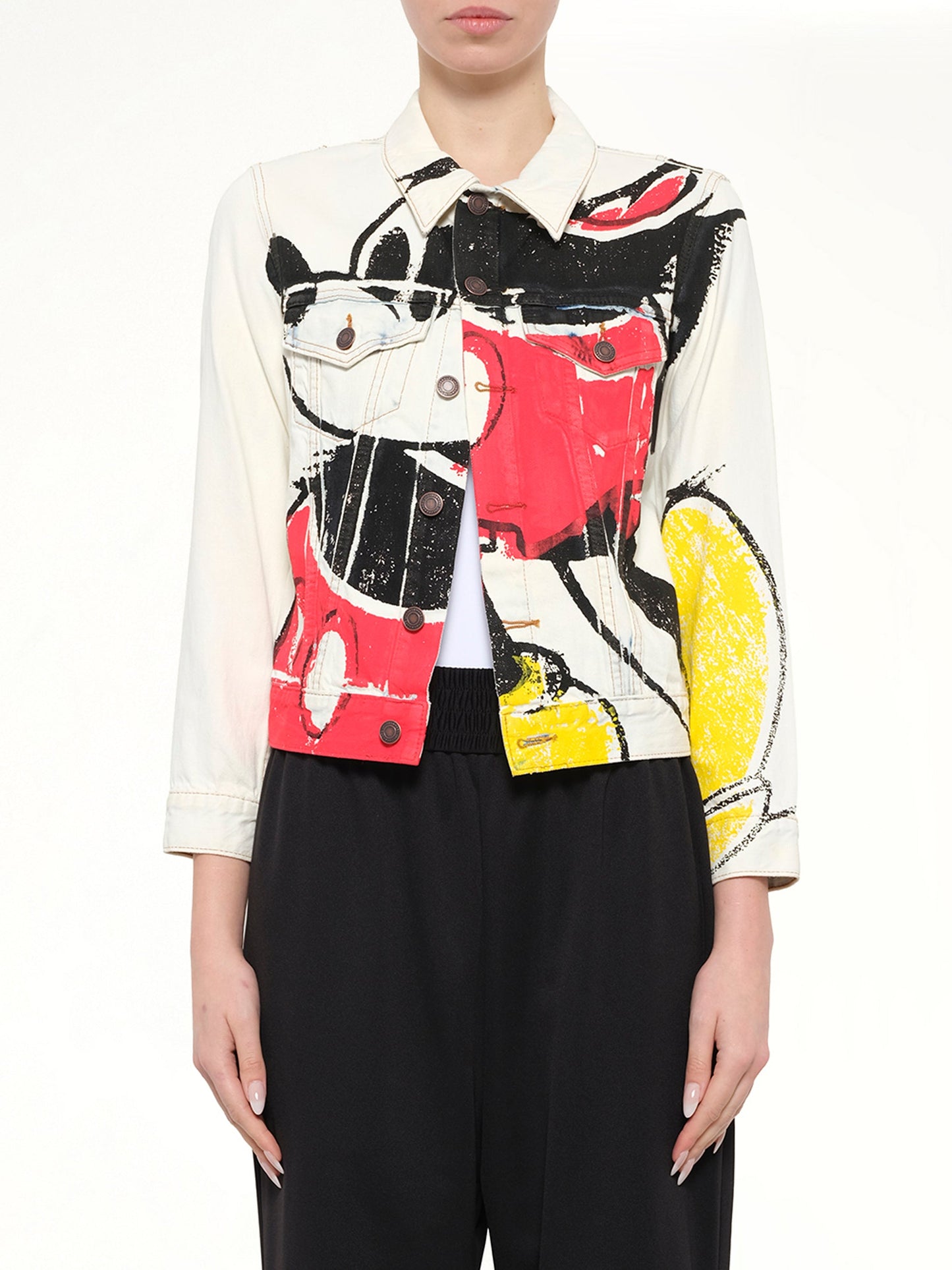 Image of Coats & Jackets. Product name - Mickey Denim Jacket in Indigo colour by brand - MARC JACOBS