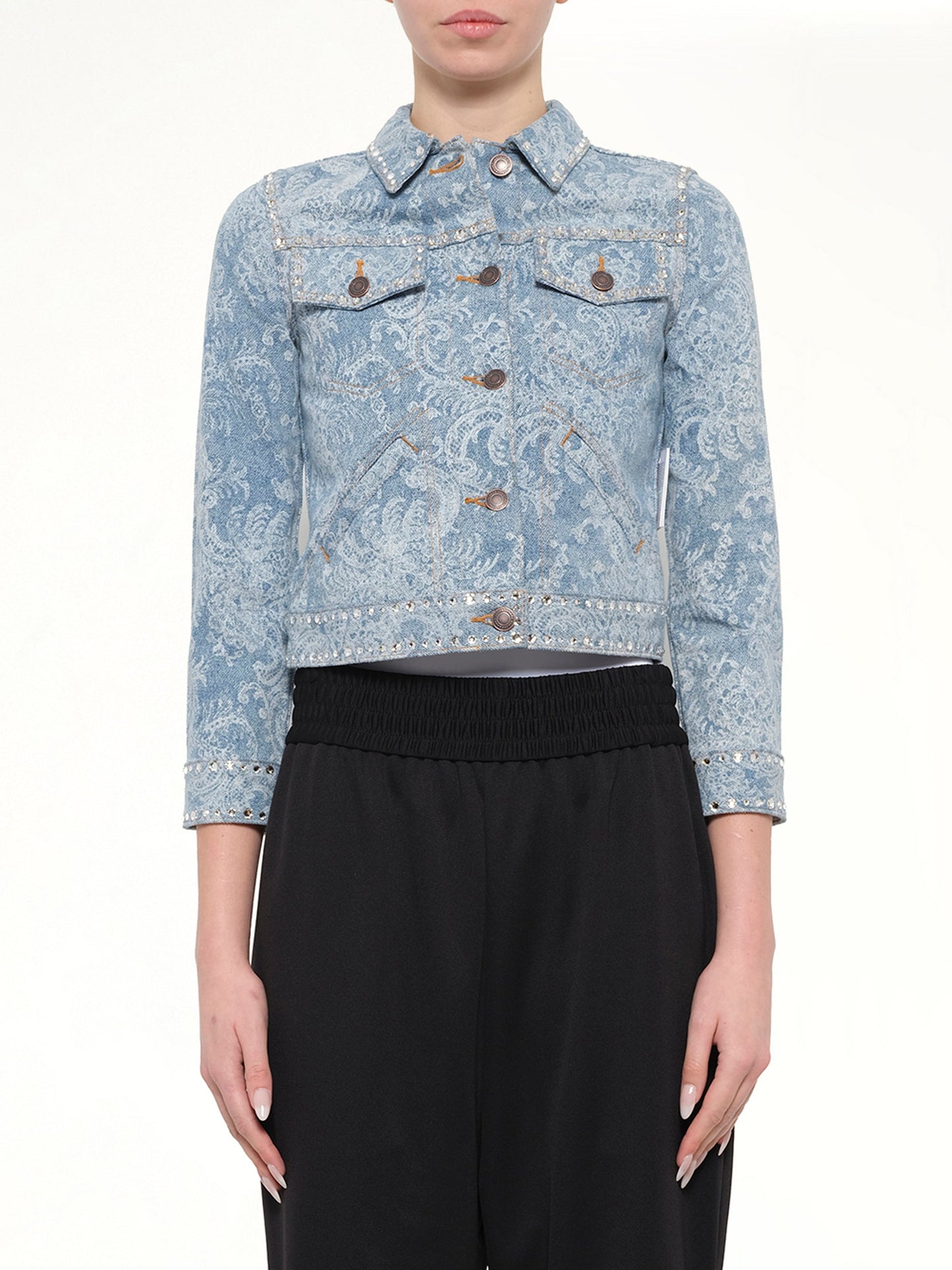 Image of Coats & Jackets. Product name - Shrunken Denim Jacket in Indigo colour by brand - MARC JACOBS