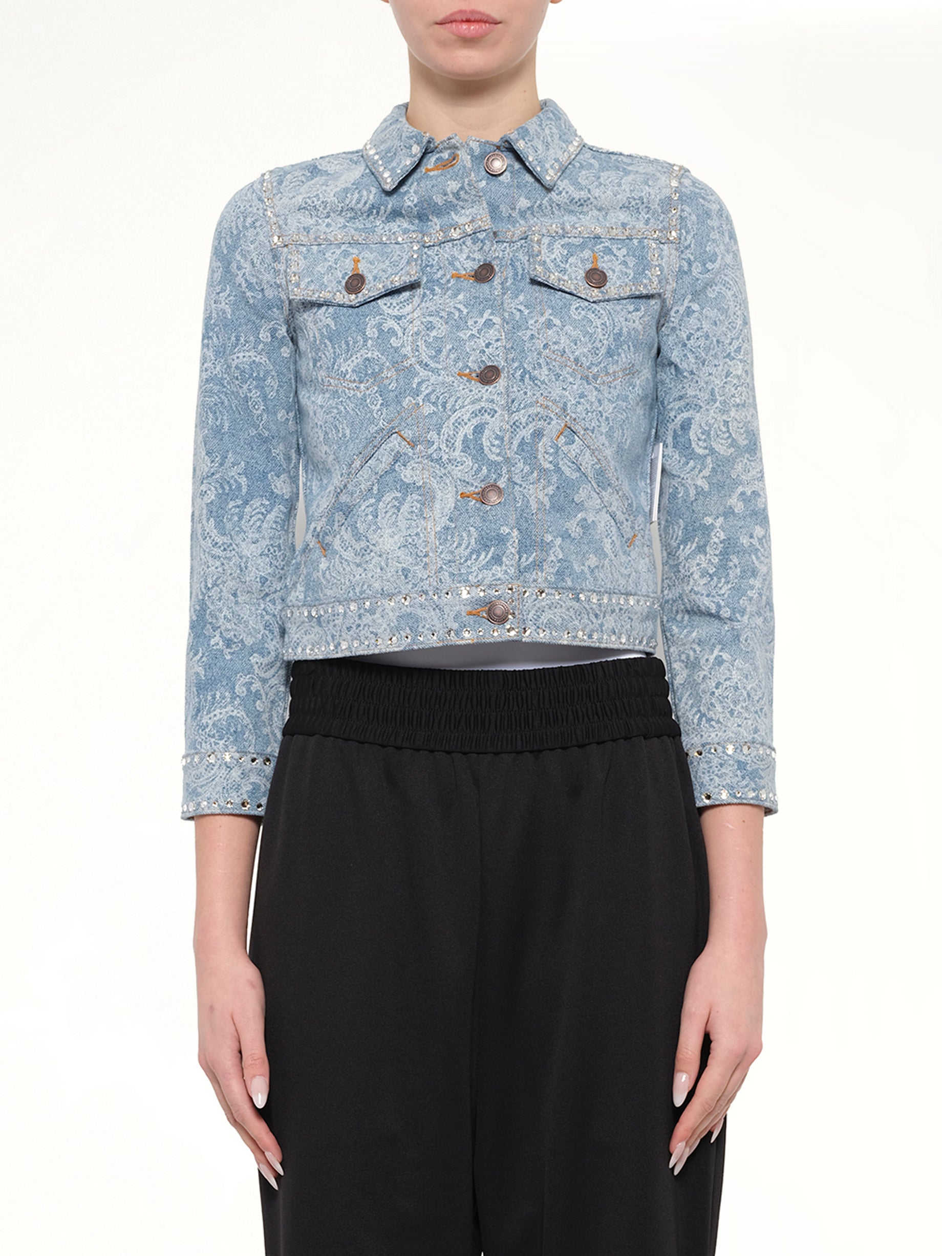 Image of Coats & Jackets. Product name - Shrunken Denim Jacket in Indigo colour by brand - MARC JACOBS