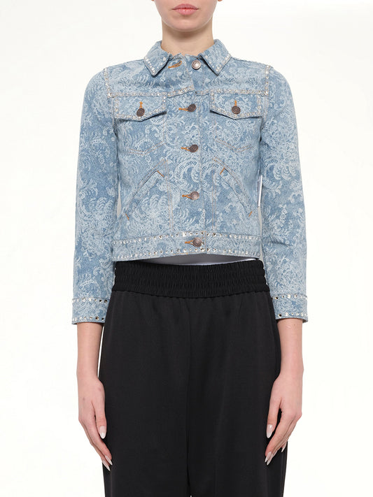 Image of Coats & Jackets. Product name - Shrunken Denim Jacket in Indigo colour by brand - MARC JACOBS