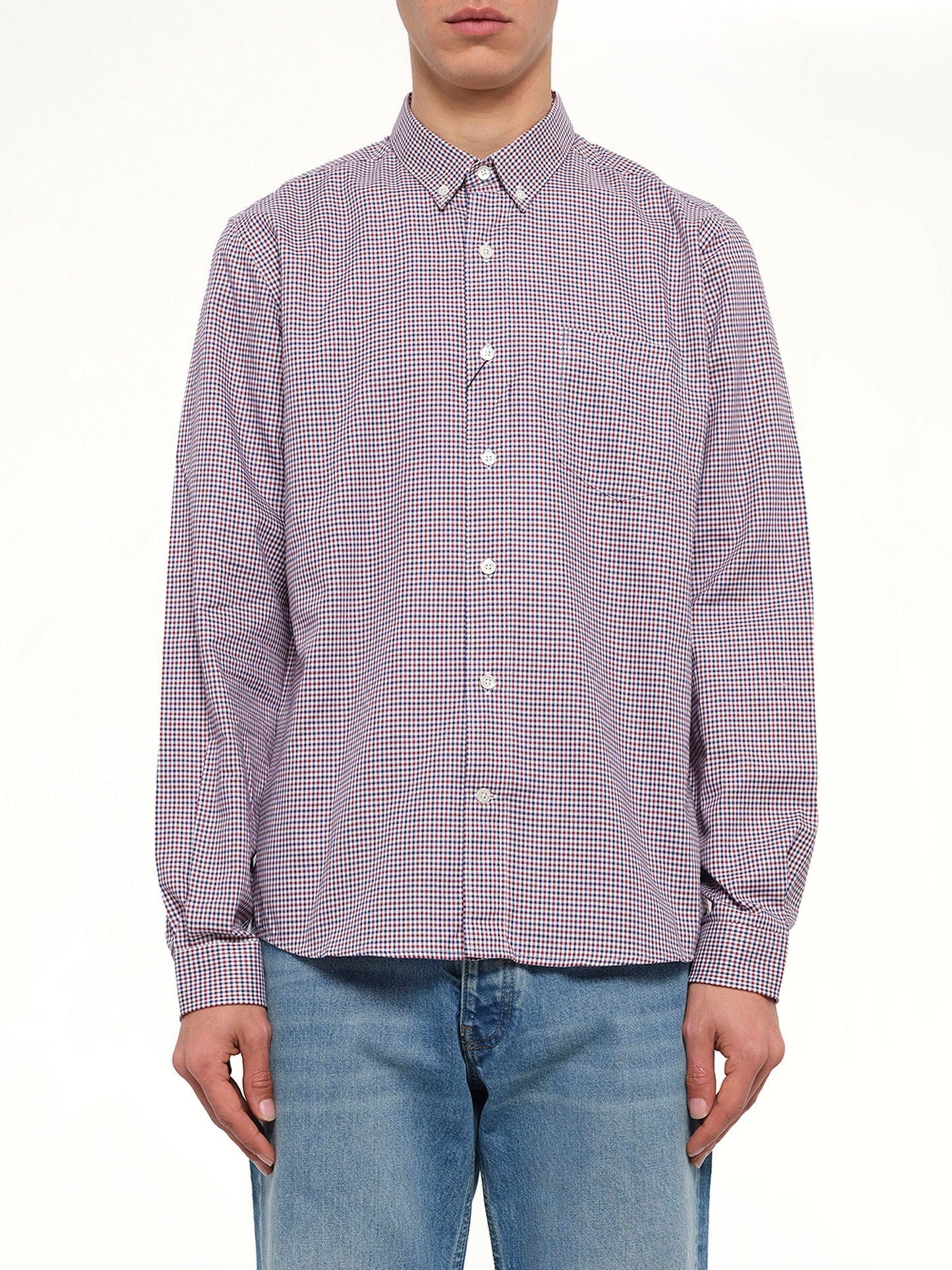 Image of Shirts. Product name - Button Down Shirt in Burg/Navy colour by brand - MIX