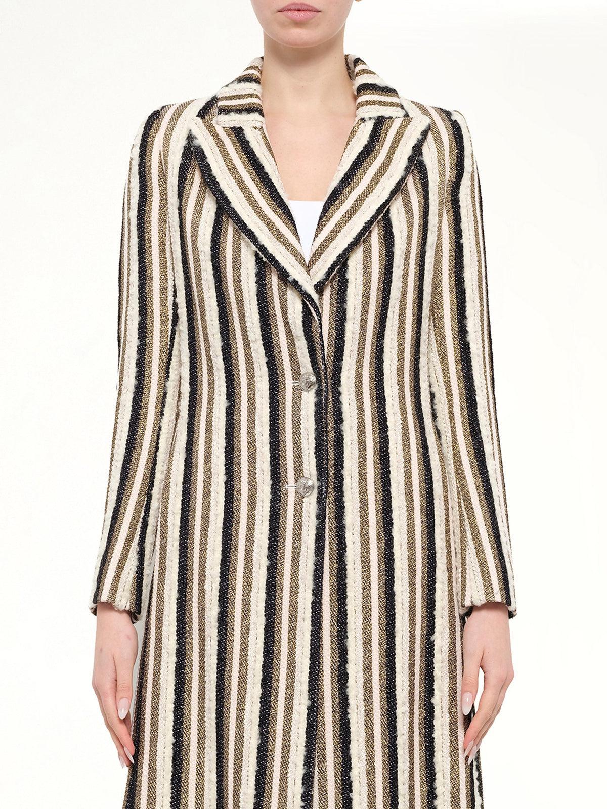 Image of a model wearing Outerwear. Product name - Lanvin Coat in Powder colour by brand - LANVIN