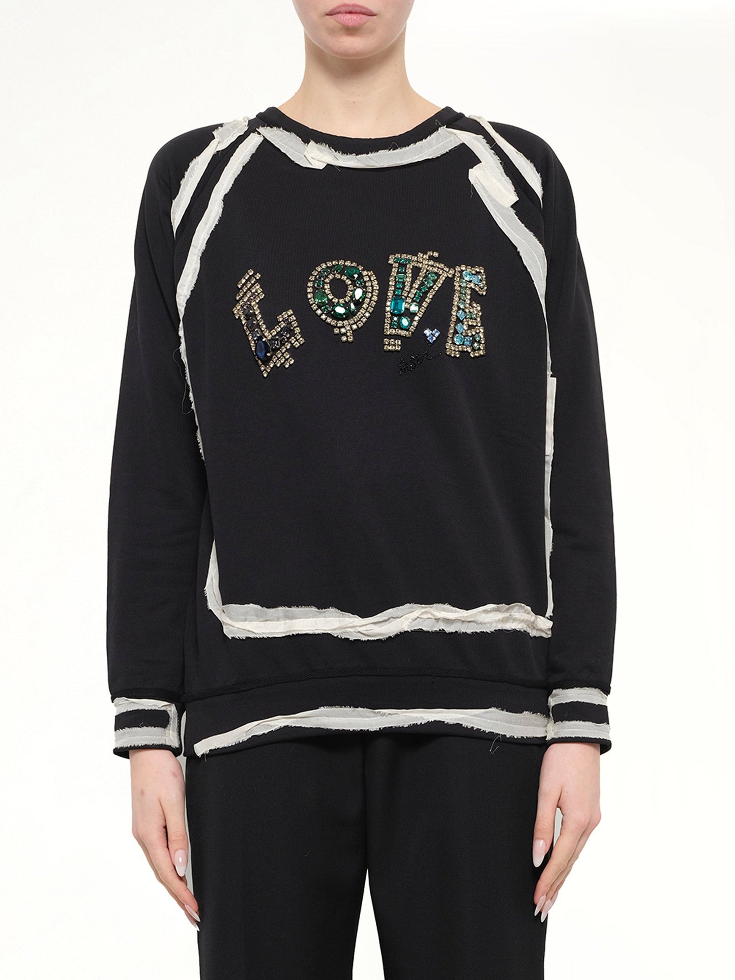 Image of Shirts. Product name - Lanvin Emb Jersey Top in Black colour by brand - LANVIN