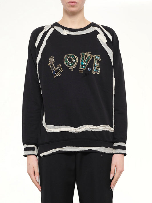 Image of Shirts. Product name - Lanvin Emb Jersey Top in Black colour by brand - LANVIN
