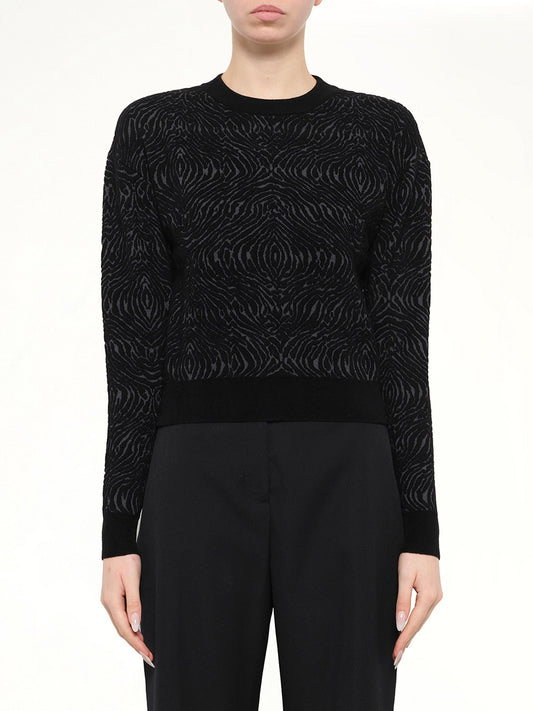 Image of a model wearing Outerwear. Product name - Lanvin Knit Top in Black colour by brand - LANVIN