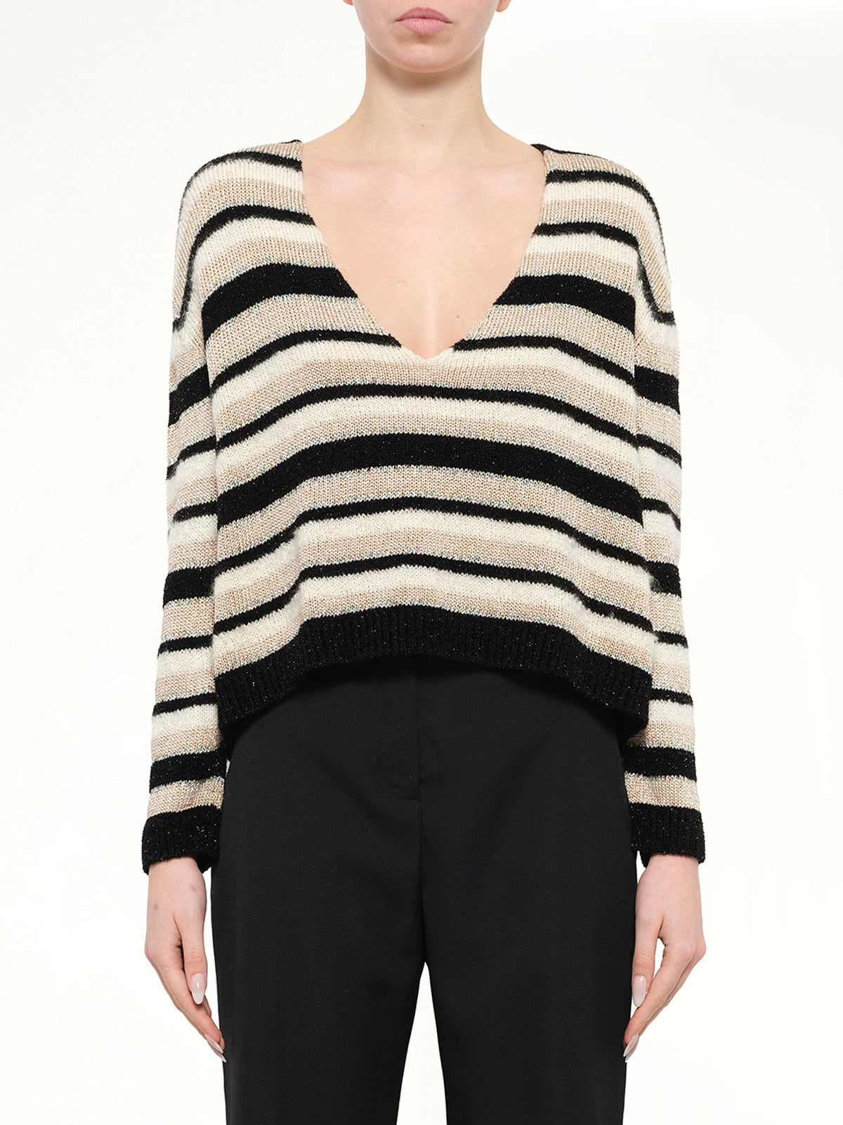 Image of a model wearing Outerwear. Product name - Lanvin Knitted Top in Pink colour by brand - LANVIN