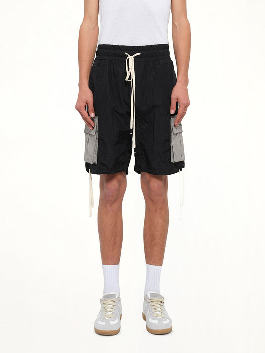Image of a model wearing Shorts. Product name - M93 Cargo Short in Black colour by brand - DANIEL PATRICK