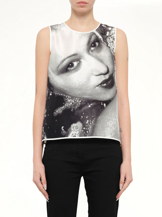 Image of a model wearing Tops. Product name - Kenzo Sleeveless Top in White colour by brand - KENZO