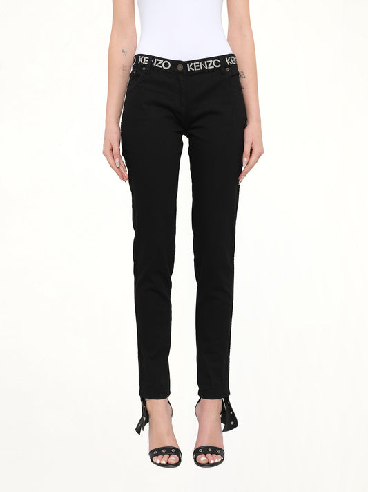 Image of Jeans. Product name - Logo Skinny Jeans in Black colour by brand - KENZO