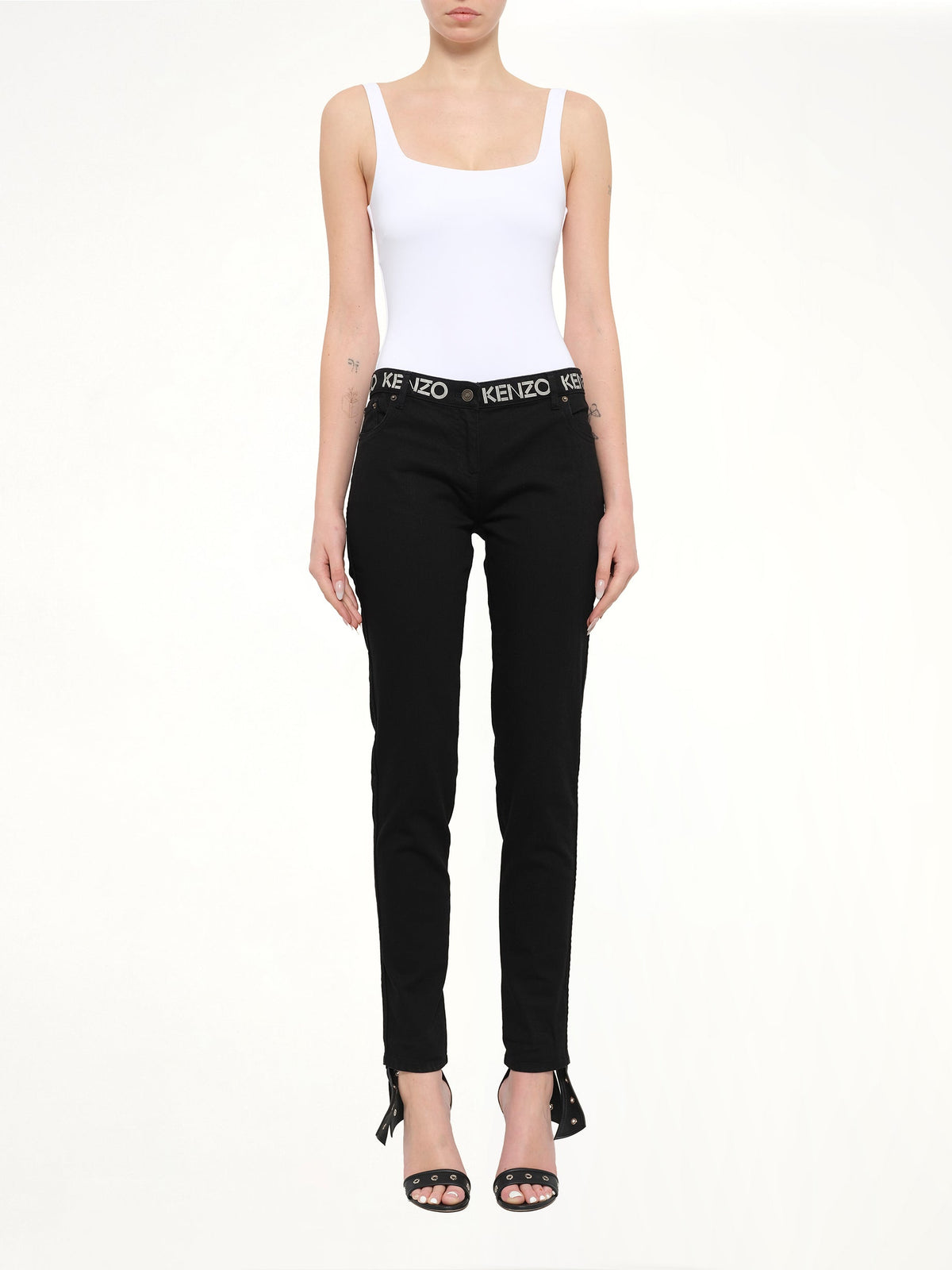 KENZO Logo Skinny Jeans (Black)