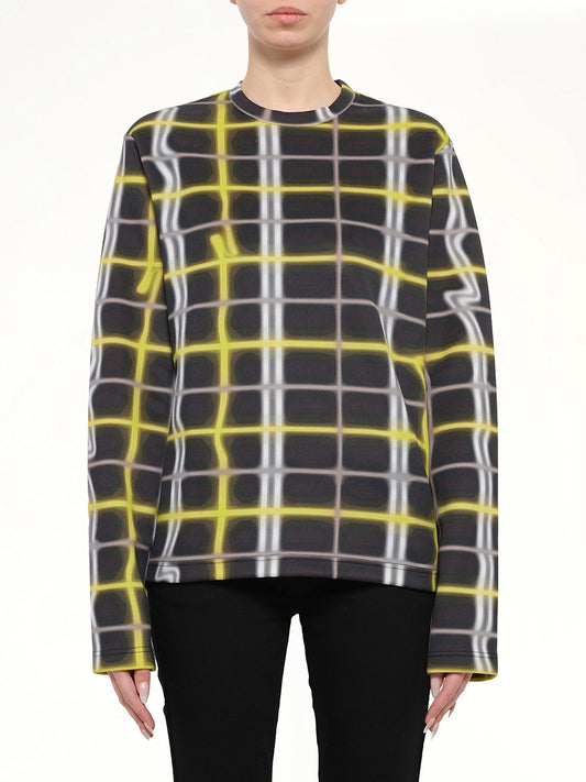 Image of a model wearing Tops. Product name - Long Sleeve T-Shirt in Lime colour by brand - KENZO