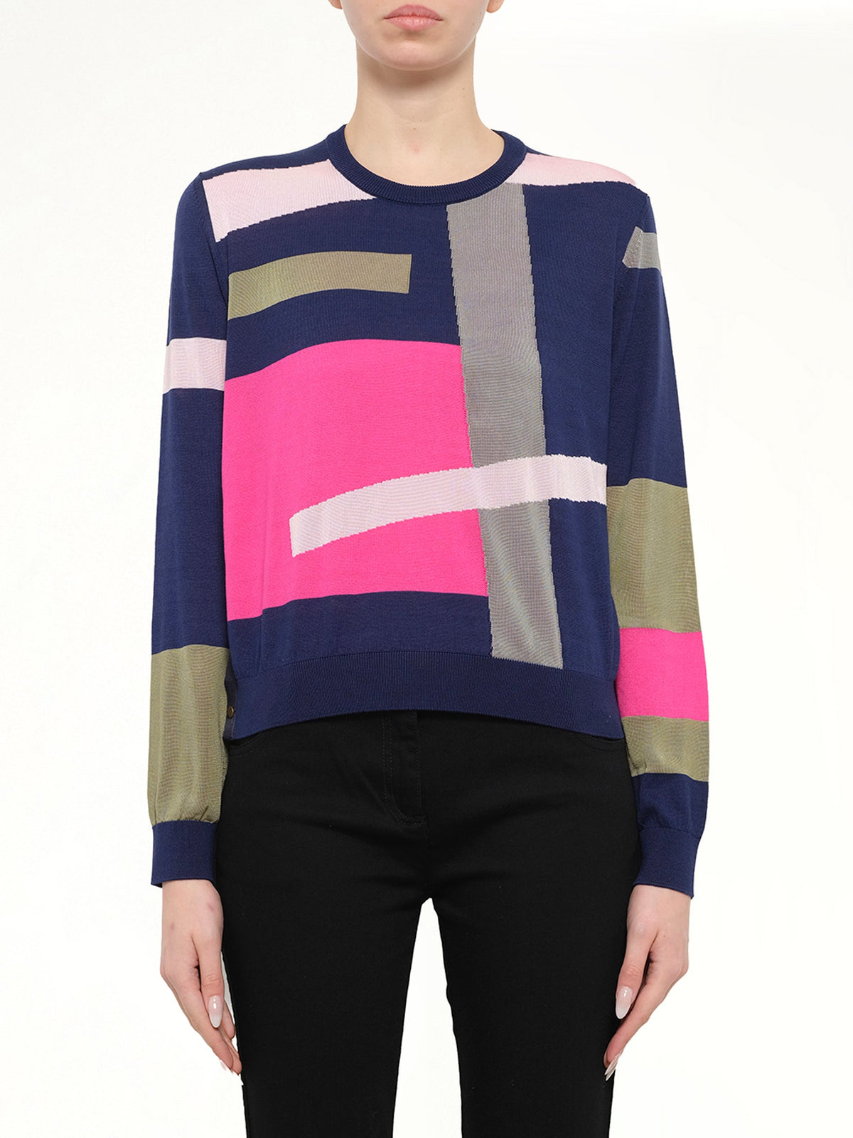 Image of a model wearing Tops. Product name - Long Sleeve Top in Multicolour colour by brand - KENZO