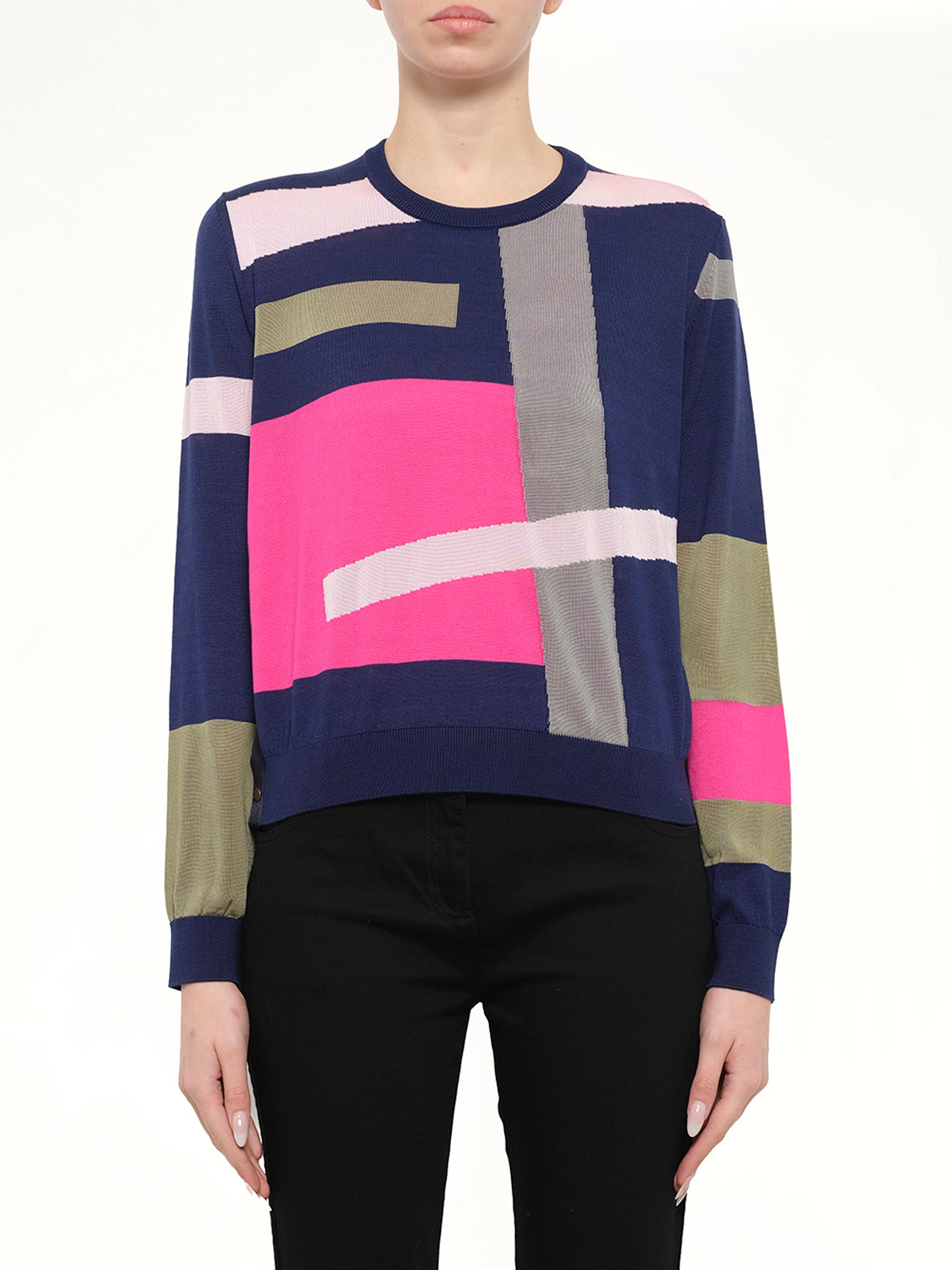 Image of a model wearing Tops. Product name - Long Sleeve Top in Multicolour colour by brand - KENZO